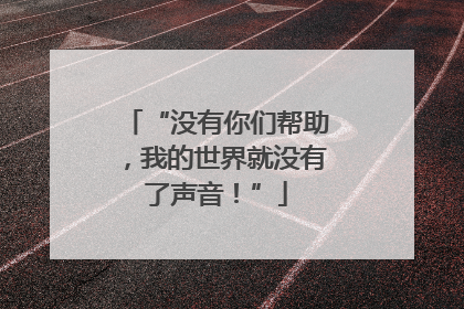“没有你们帮助，我的世界就没有了声音！”