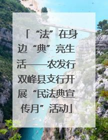“法”在身边“典”亮生活——农发行双峰县支行开展“民法典宣传月”活动