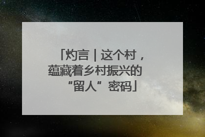 灼言｜这个村，蕴藏着乡村振兴的“留人”密码