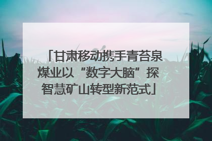 甘肃移动携手青苔泉煤业以“数字大脑”探智慧矿山转型新范式