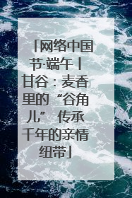 网络中国节·端午丨甘谷：麦香里的“谷角儿” 传承千年的亲情纽带