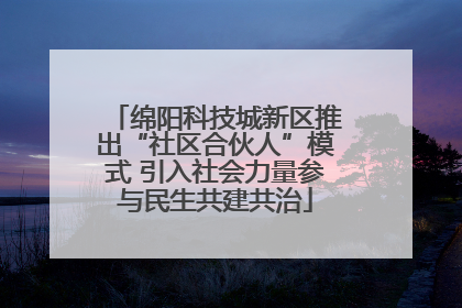 绵阳科技城新区推出“社区合伙人”模式 引入社会力量参与民生共建共治