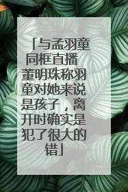 与孟羽童同框直播 董明珠称羽童对她来说是孩子，离开时确实是犯了很大的错