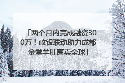 两个月内完成融资300万！政银联动助力成都金堂羊肚菌卖全球