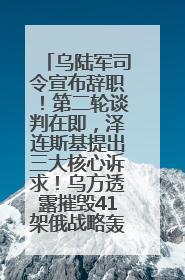 乌陆军司令宣布辞职！第二轮谈判在即，泽连斯基提出三大核心诉求！乌方透露摧毁41架俄战略轰炸机