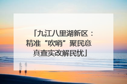 九江八里湖新区：精准“吹哨”聚民意 真查实改解民忧