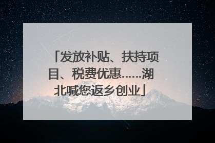 发放补贴、扶持项目、税费优惠……湖北喊您返乡创业