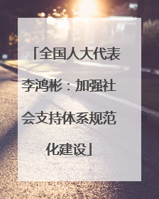全国人大代表李鸿彬：加强社会支持体系规范化建设