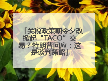 关税政策朝令夕改掀起“TACO”交易？特朗普回应：这是谈判策略