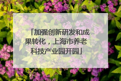 加强创新研发和成果转化，上海市养老科技产业园开园