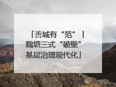 善城有“范”丨魏塘三式“破壁”基层治理现代化