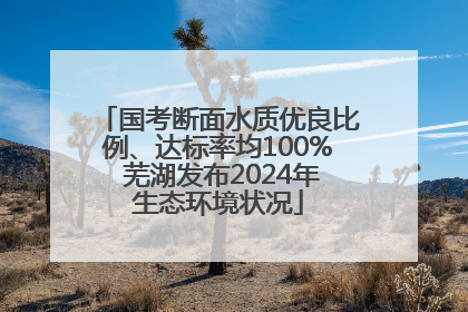 国考断面水质优良比例、达标率均100% 芜湖发布2024年生态环境状况