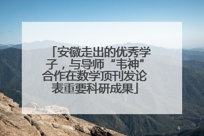 安徽走出的优秀学子，与导师“韦神”合作在数学顶刊发论表重要科研成果