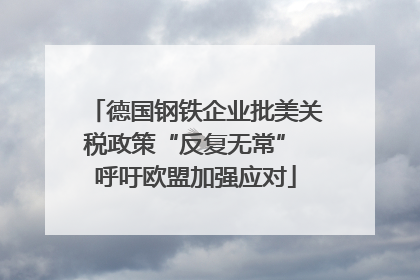 德国钢铁企业批美关税政策“反复无常” 呼吁欧盟加强应对