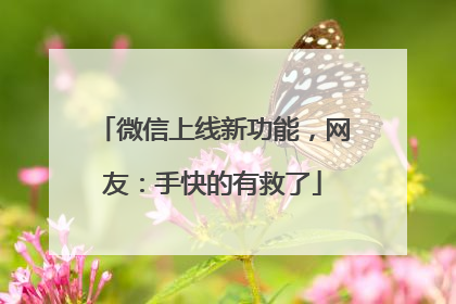 微信上线新功能，网友：手快的有救了