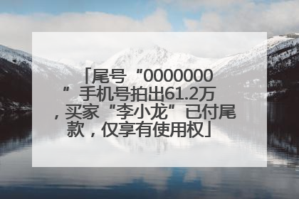 尾号“0000000”手机号拍出61.2万，买家“李小龙”已付尾款，仅享有使用权