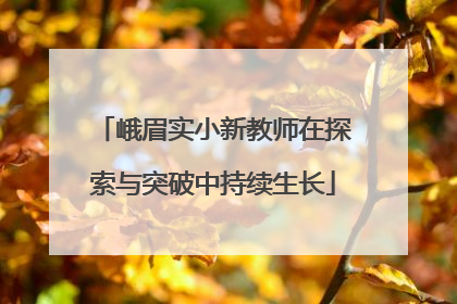 峨眉实小新教师在探索与突破中持续生长