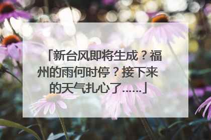 新台风即将生成？福州的雨何时停？接下来的天气扎心了……