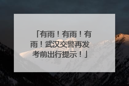 有雨！有雨！有雨！武汉交警再发考前出行提示！
