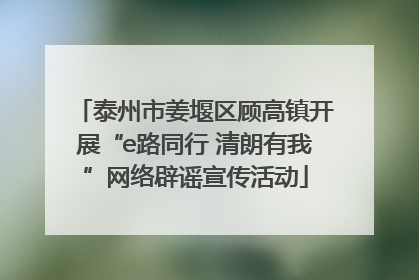 泰州市姜堰区顾高镇开展“e路同行 清朗有我”网络辟谣宣传活动