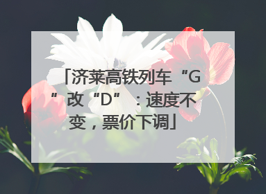 济莱高铁列车“G”改“D”：速度不变，票价下调