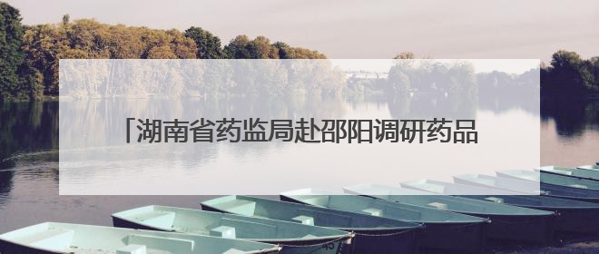 湖南省药监局赴邵阳调研药品经营环节“清源”行动工作