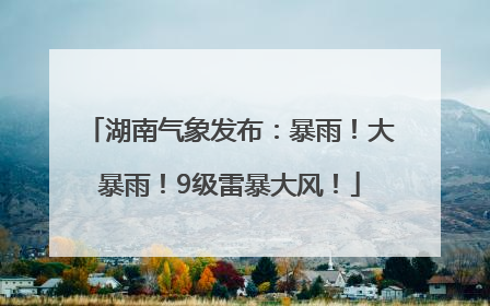 湖南气象发布：暴雨！大暴雨！9级雷暴大风！