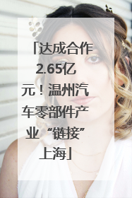 达成合作2.65亿元！温州汽车零部件产业“链接”上海