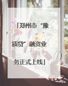 郑州市“豫质贷”融资业务正式上线