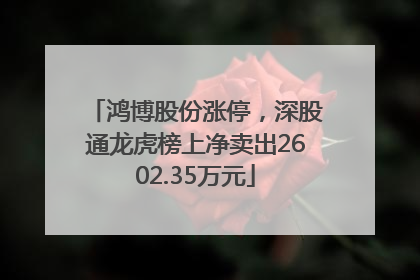 鸿博股份涨停，深股通龙虎榜上净卖出2602.35万元