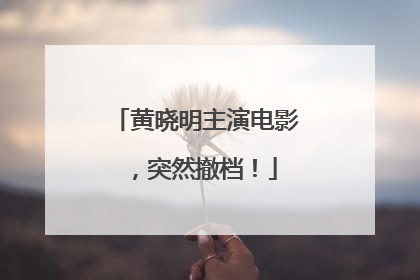 黄晓明主演电影，突然撤档！