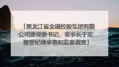 黑龙江省金融控股集团有限公司原党委书记、董事长于宏接受纪律审查和监察调查