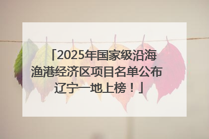 2025年国家级沿海渔港经济区项目名单公布 辽宁一地上榜！